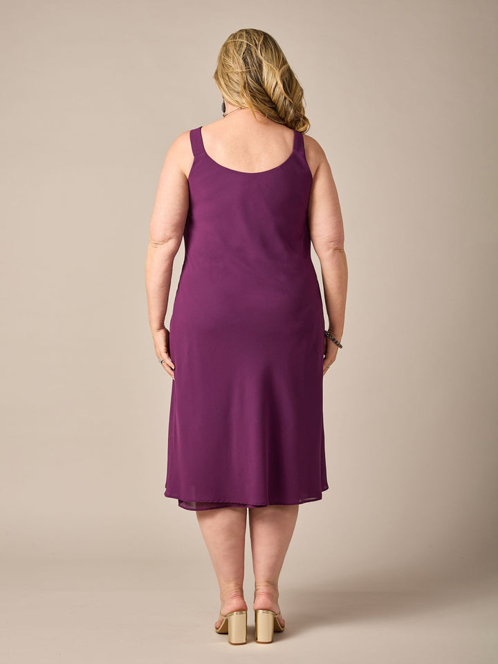 1013G Bias Georgette Dress - Grape