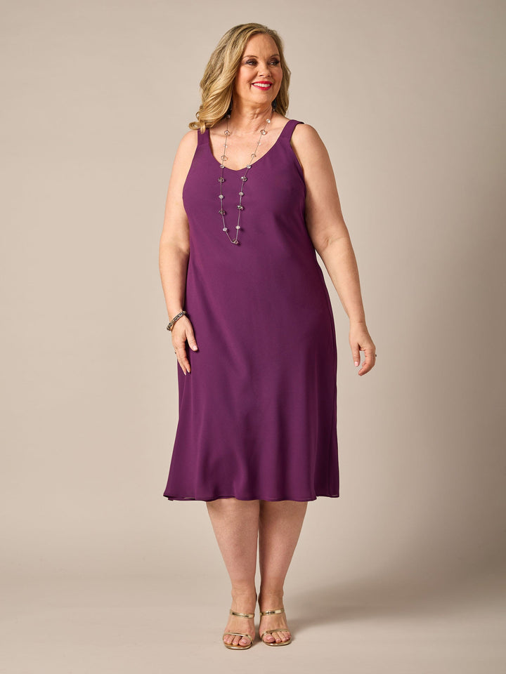 1013G Bias Georgette Dress - Grape