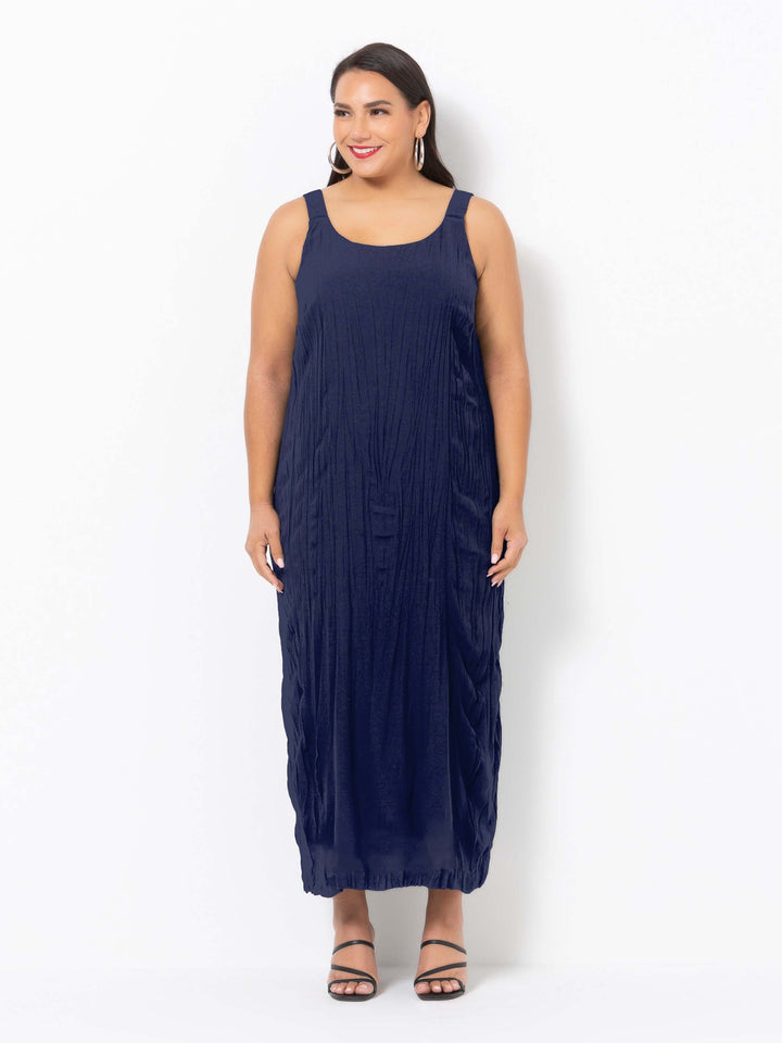 1079 Long Crushed  Basic Dress