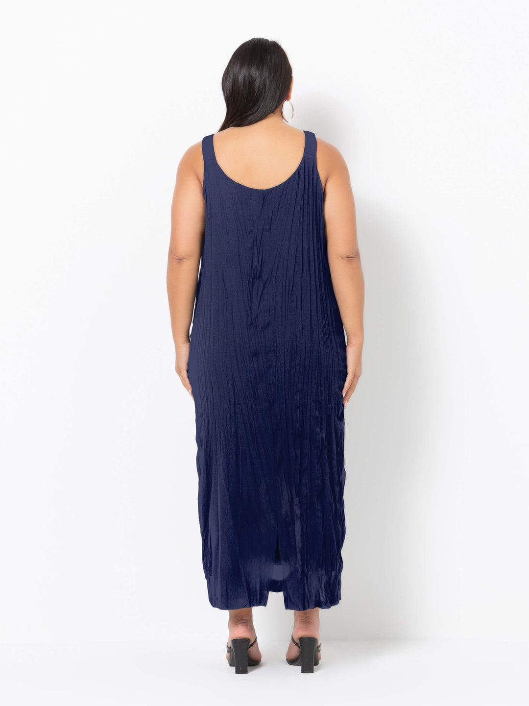 1079 Long Crushed  Basic Dress