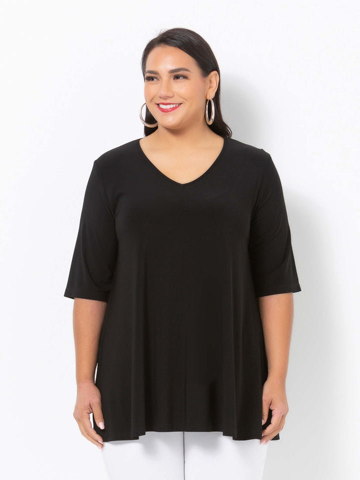1084 Basic Black Jersey Top