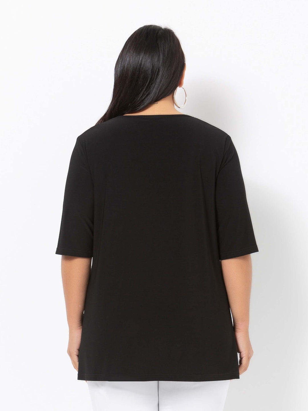 1084 Basic Black Jersey Top