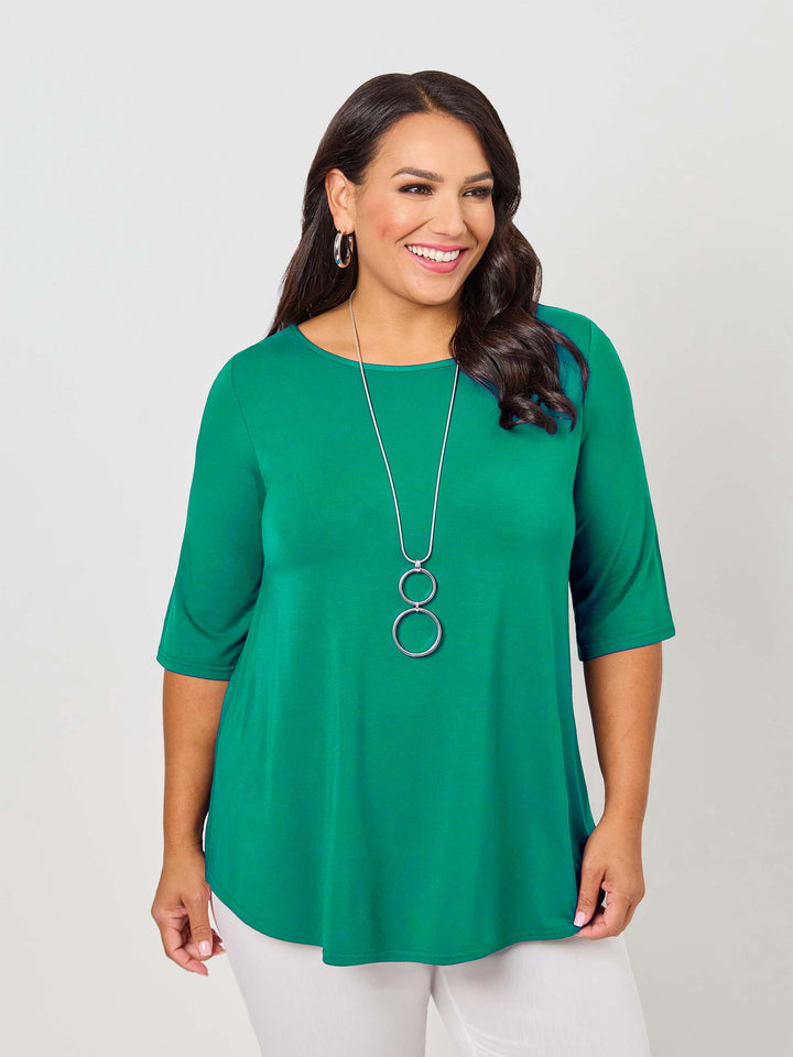 Basic 3/4 Sleeve Plain Tee - Green