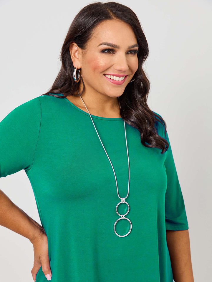 Basic 3/4 Sleeve Plain Tee - Green