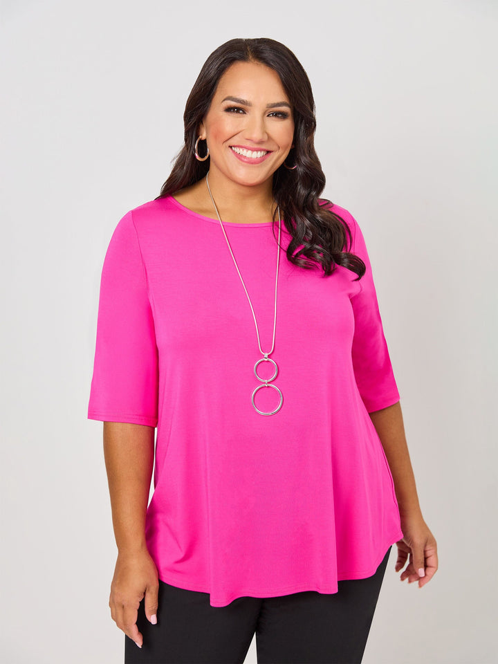 Basic 3/4 Sleeve Plain Tee - Pink