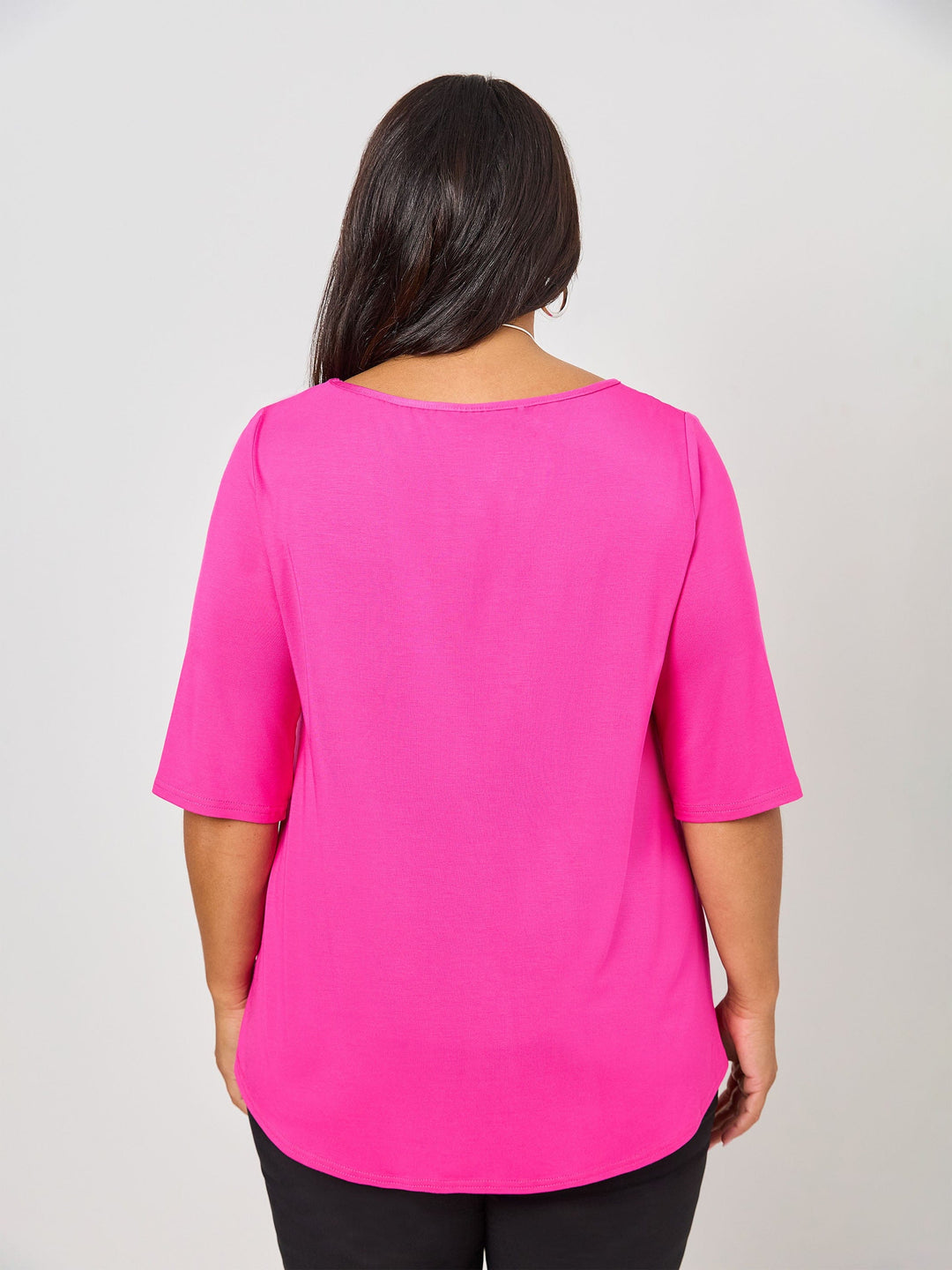 Basic 3/4 Sleeve Plain Tee - Pink