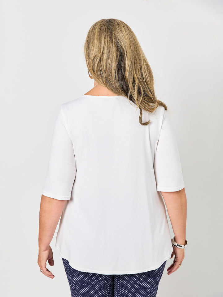 Basic 3/4 Sleeve Plain Tee - White