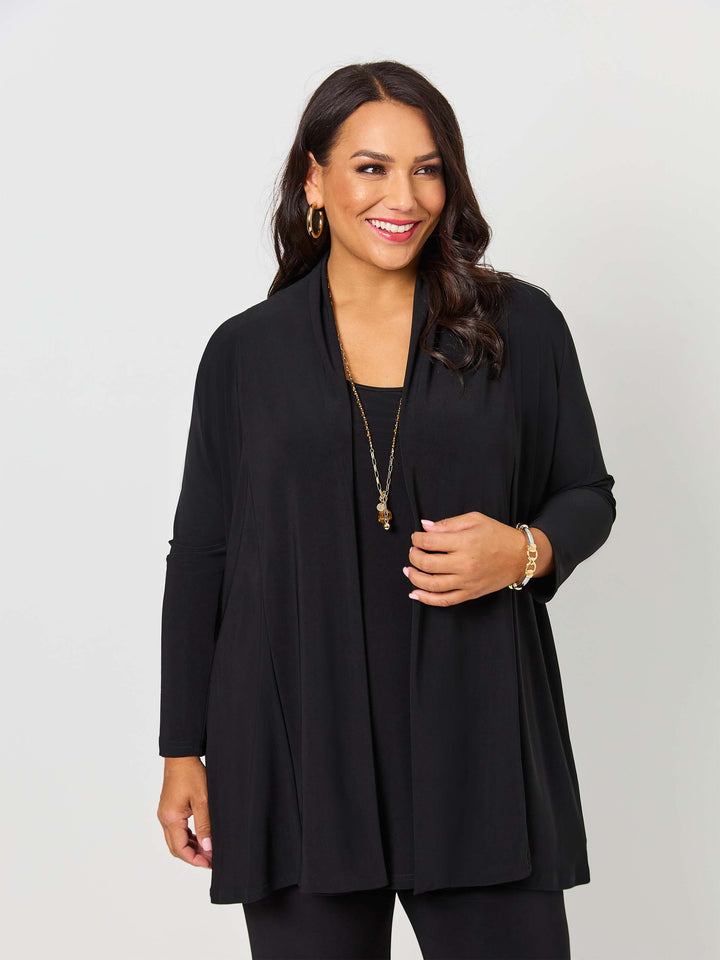 Open Front Jersey Jacket - Black