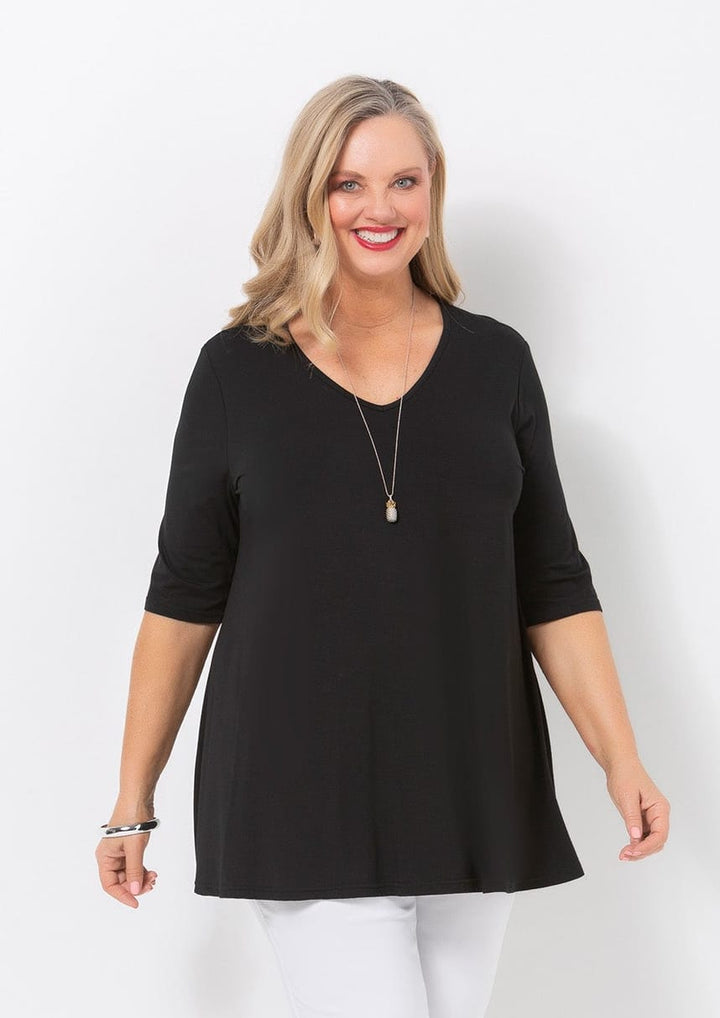 Bamboo V Neck Short Sl.