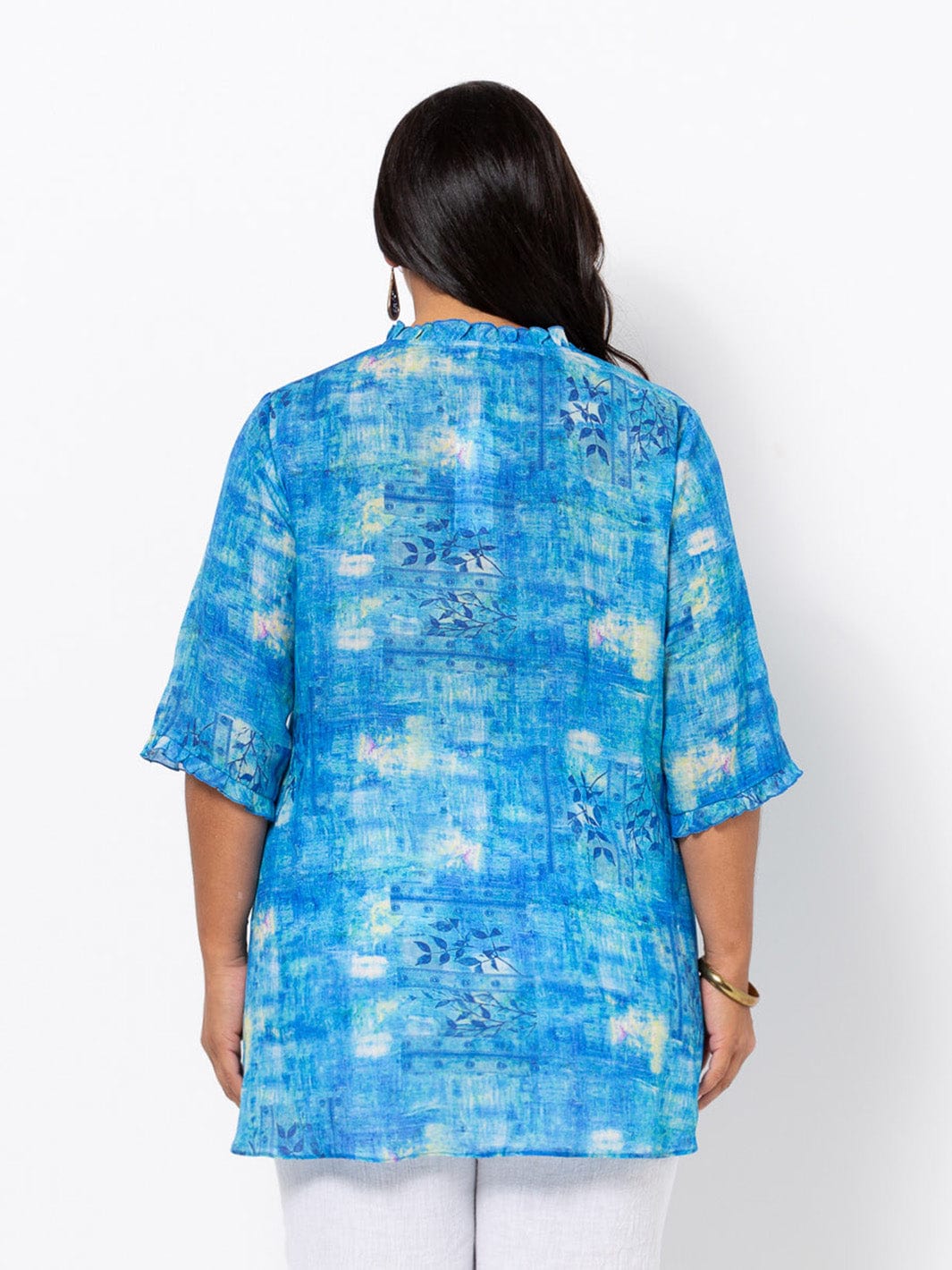 Blue Abstract Tuck Top