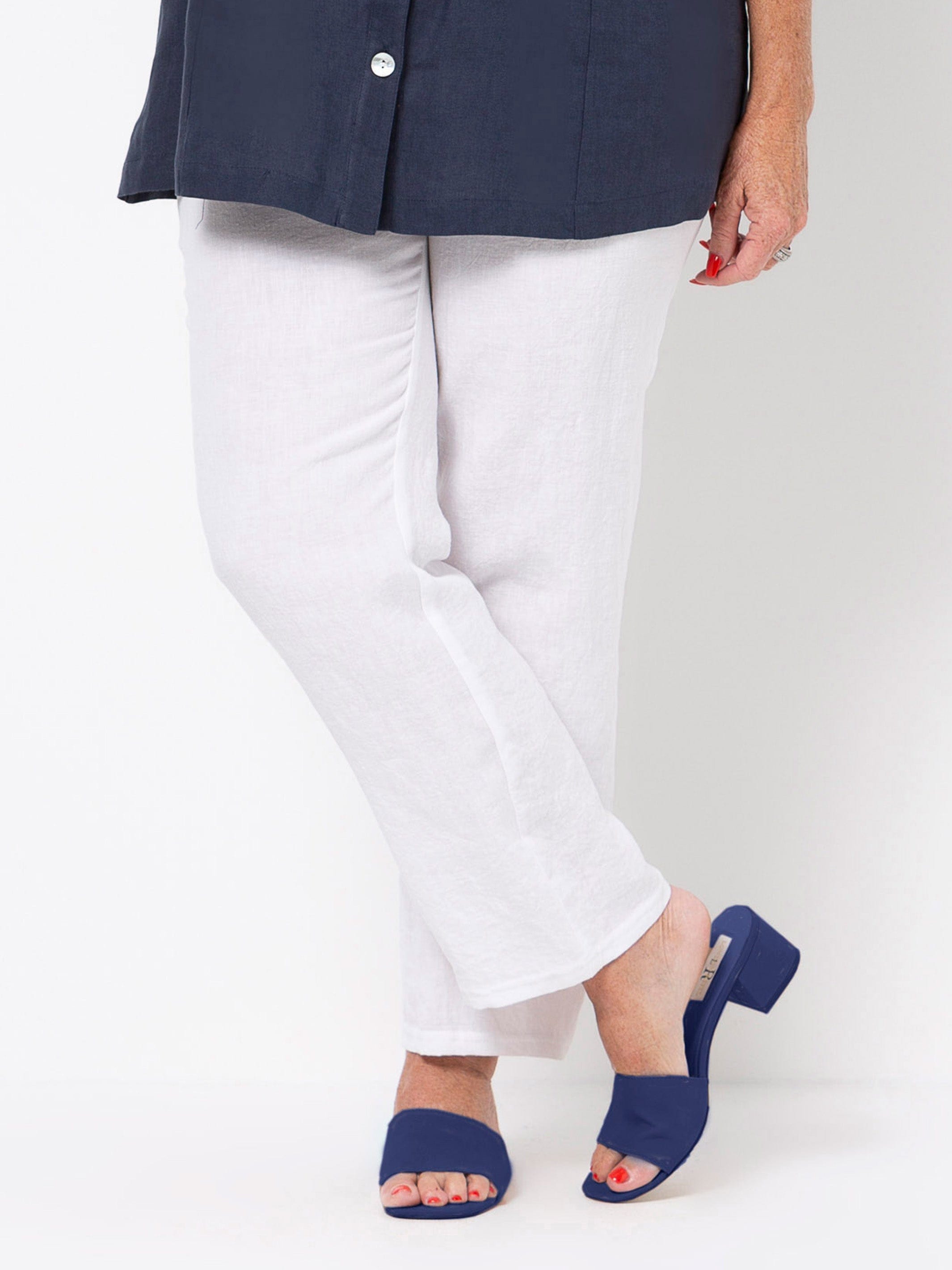 Slim leg linen pants clearance