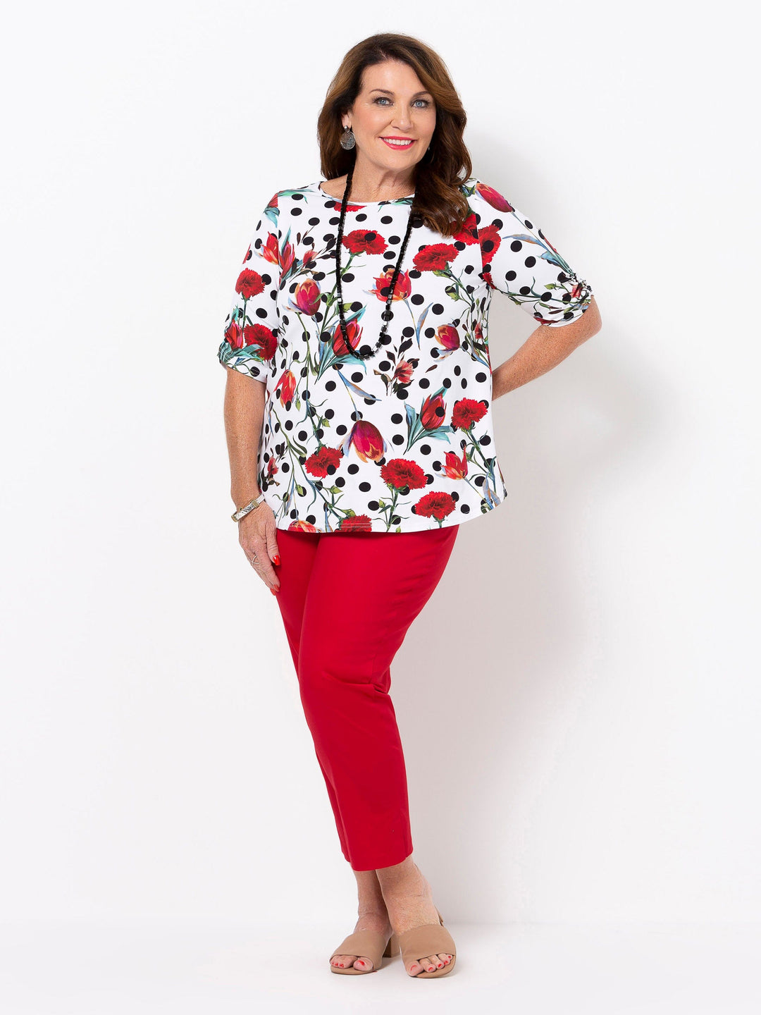 Red 7/8 Sateen Pant