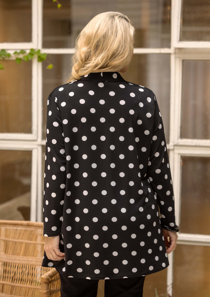 Black and White Spot Crepe Top