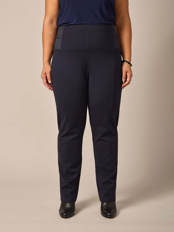 Ponte Pant with Wide Elastic Band - Navy