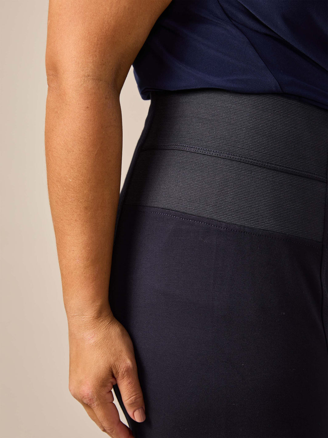 Ponte Pant with Wide Elastic Band - Navy