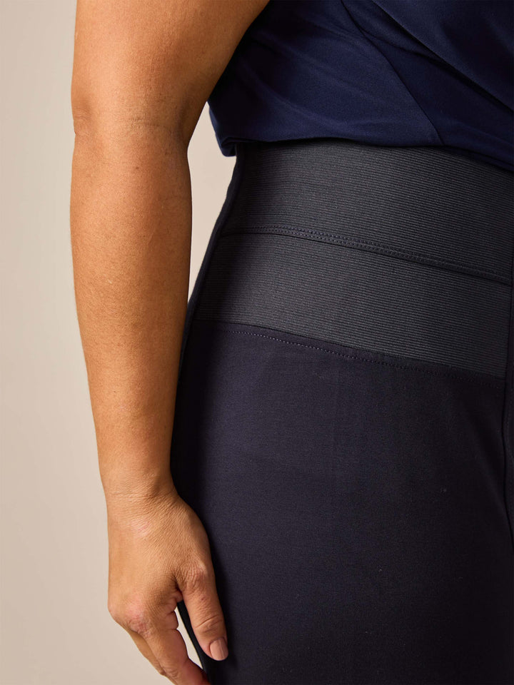 Ponte Pant with Wide Elastic Band - Navy
