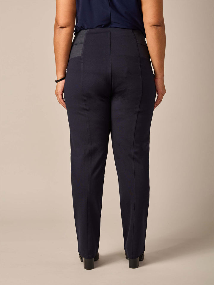 Ponte Pant with Wide Elastic Band - Navy