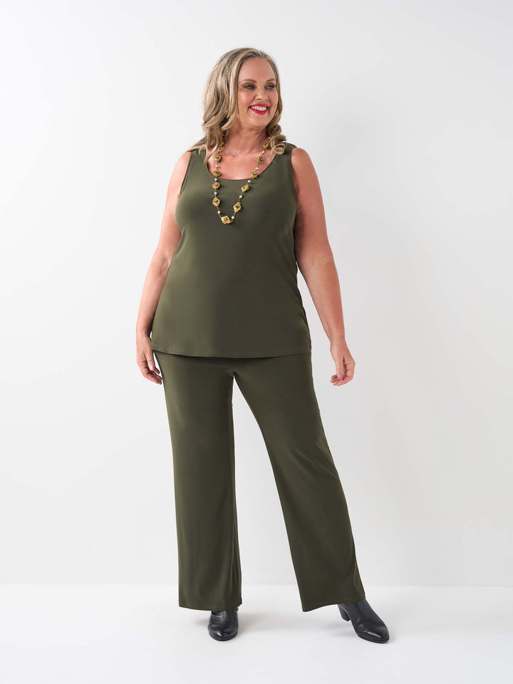 Olive Jersey Palazzo Pant