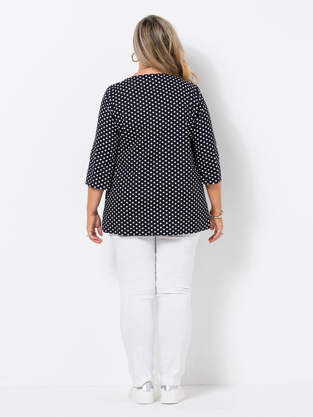 Indigo Pique Spot Button Cotton Top