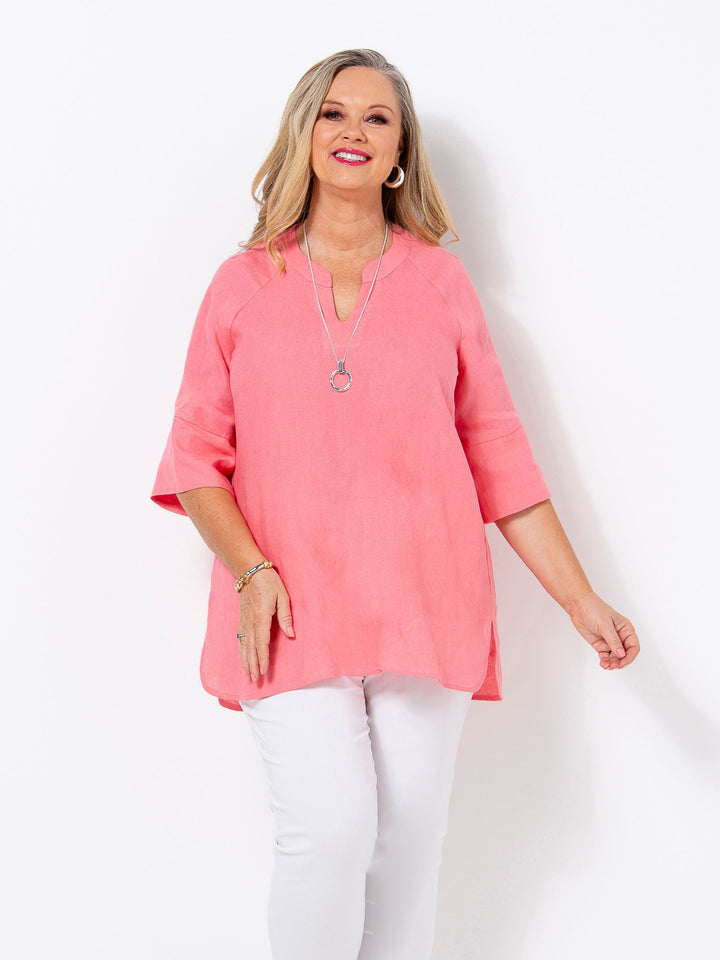 Rosy Pink Linen Top