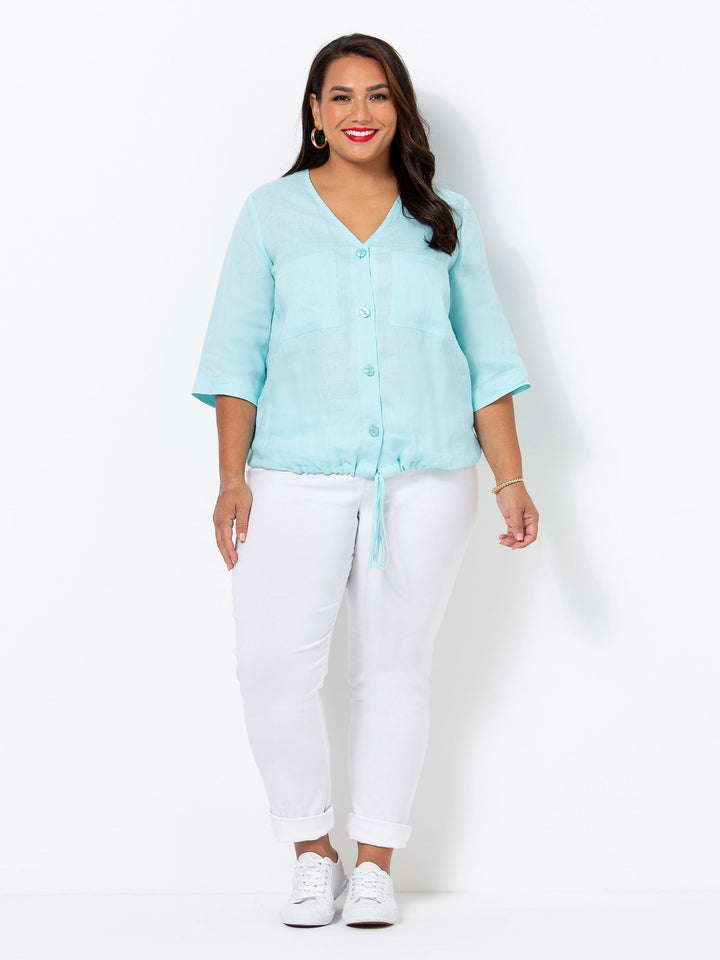 Mist Havana Button V Shirt