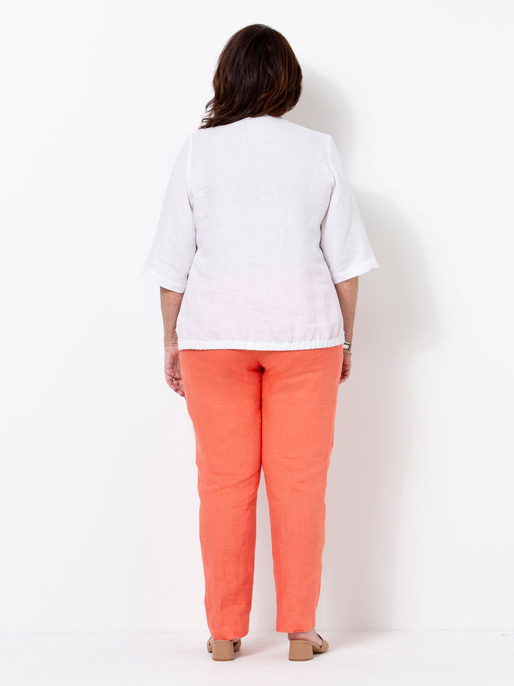 Dark Apricot Slim Leg Linen Pant