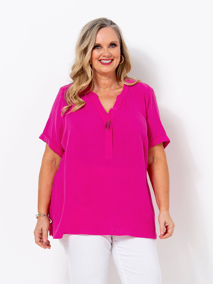 Hot Pink Crinkle Top