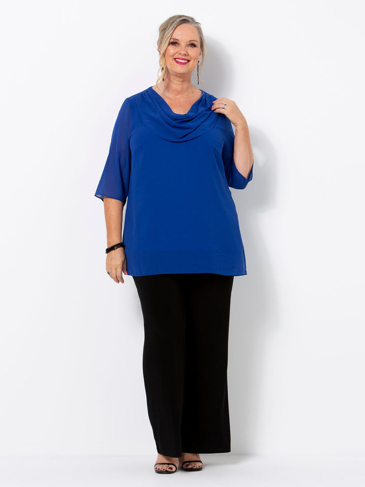 Cobalt Georgette Cowl Top