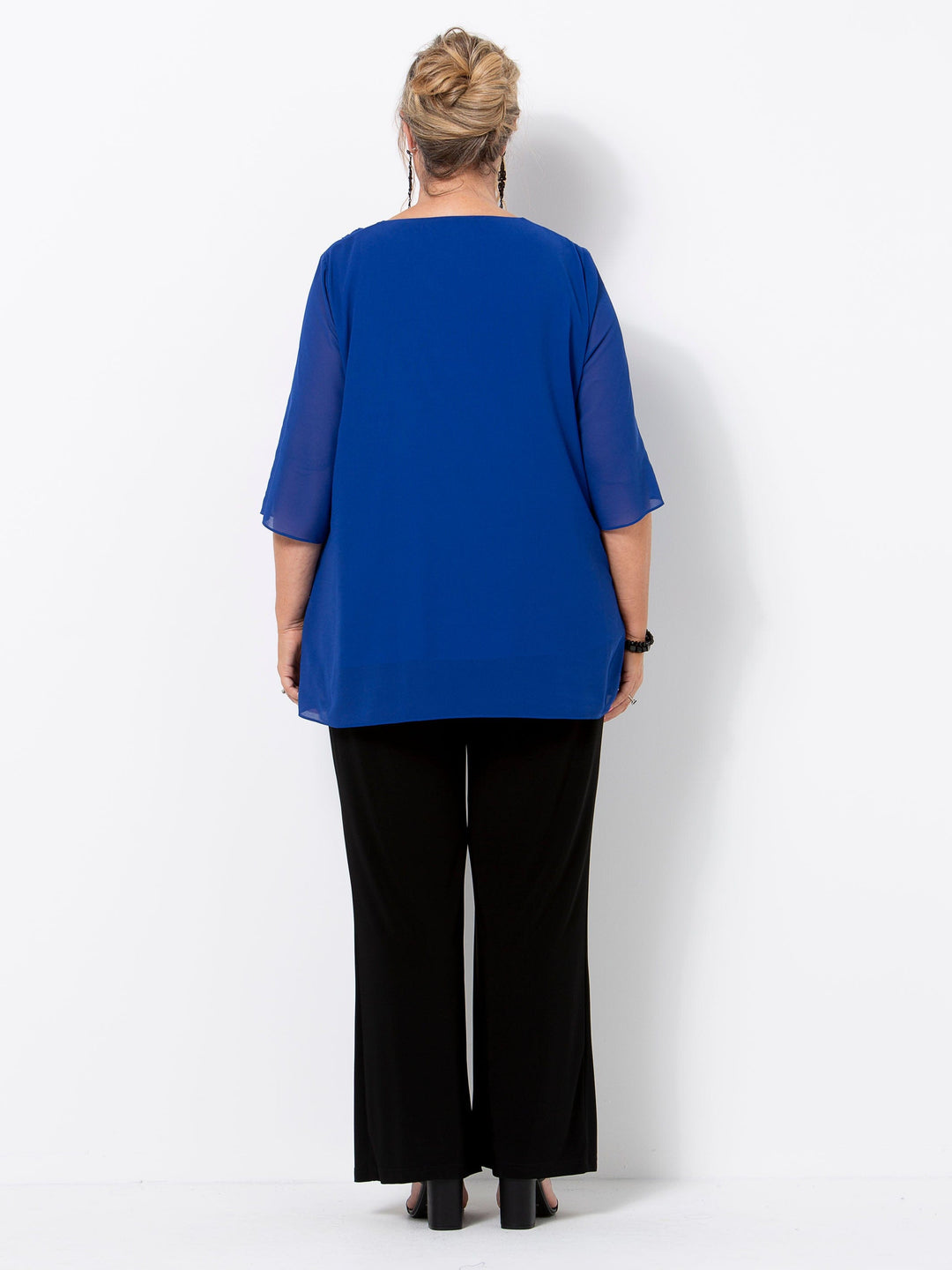 Cobalt Georgette Cowl Top