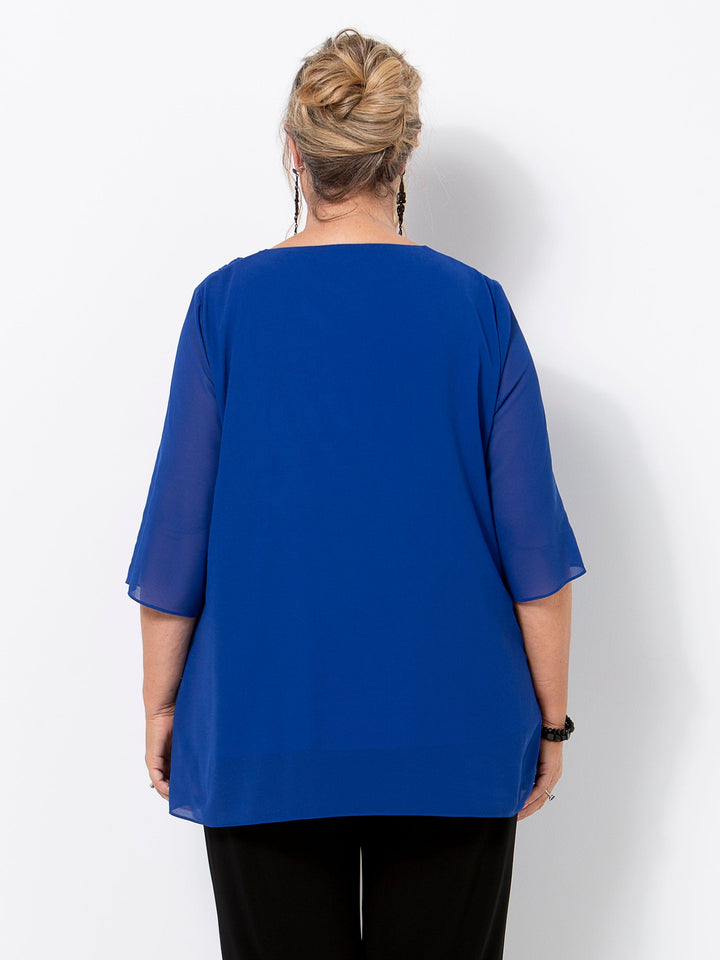 Cobalt Georgette Cowl Top