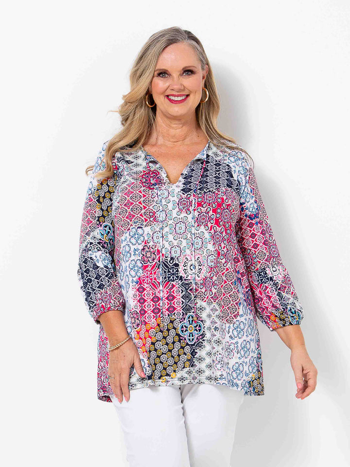 Bright Mosaic Detail Top