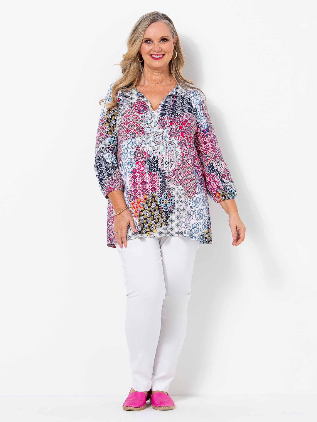 Bright Mosaic Detail Top