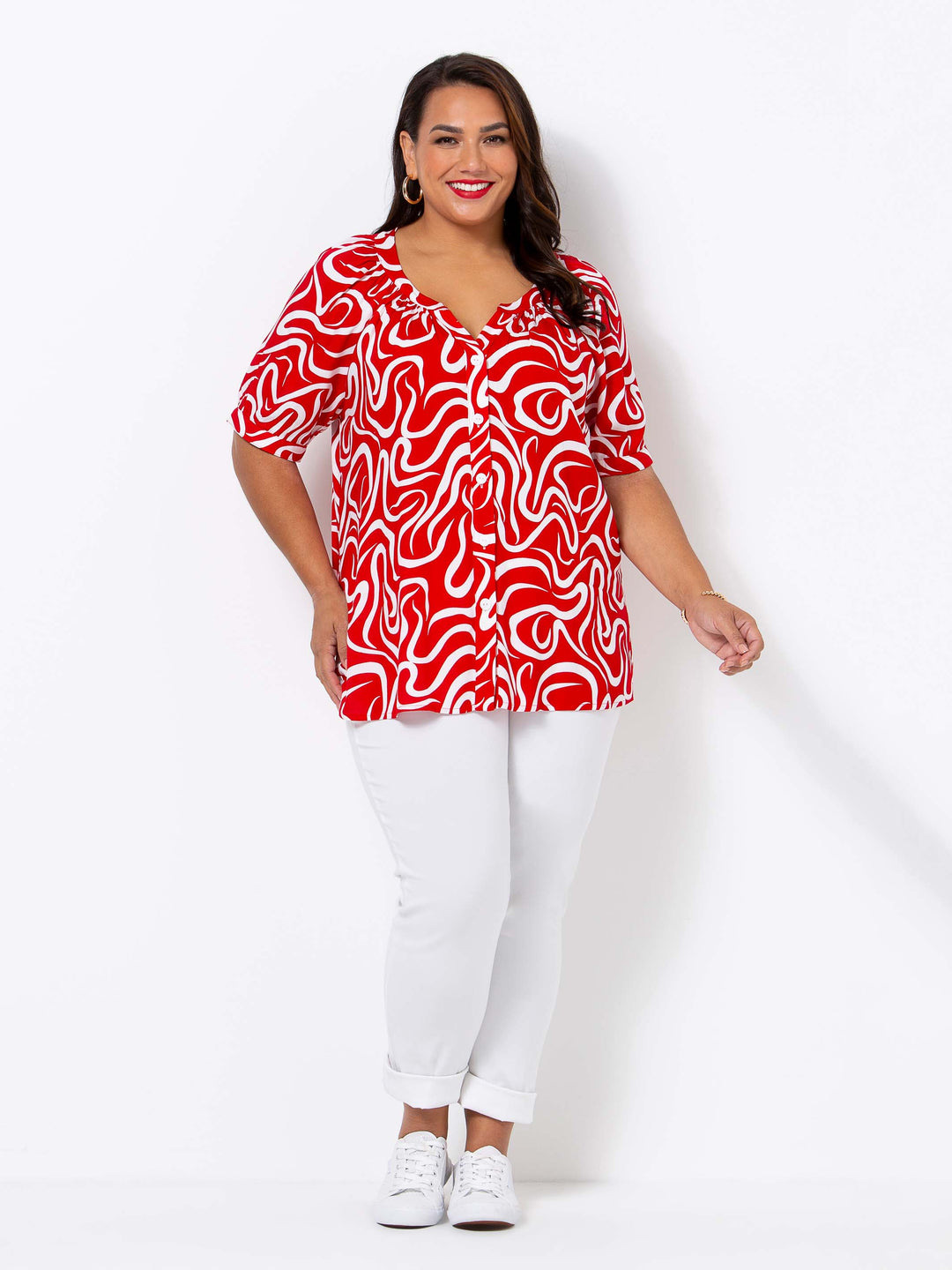 Red Squiggles Top