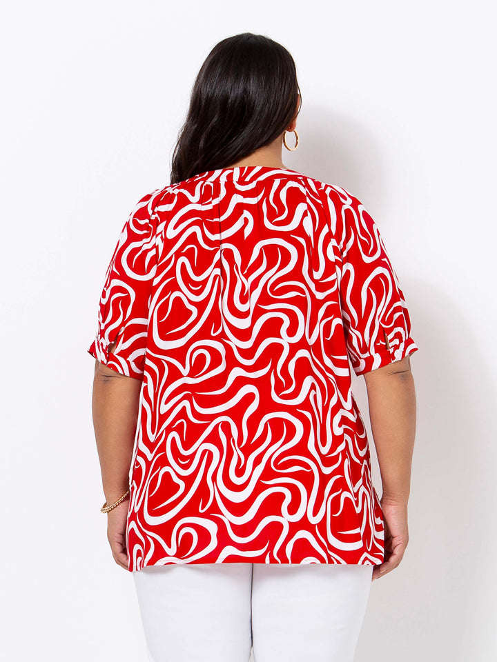 Red Squiggles Top