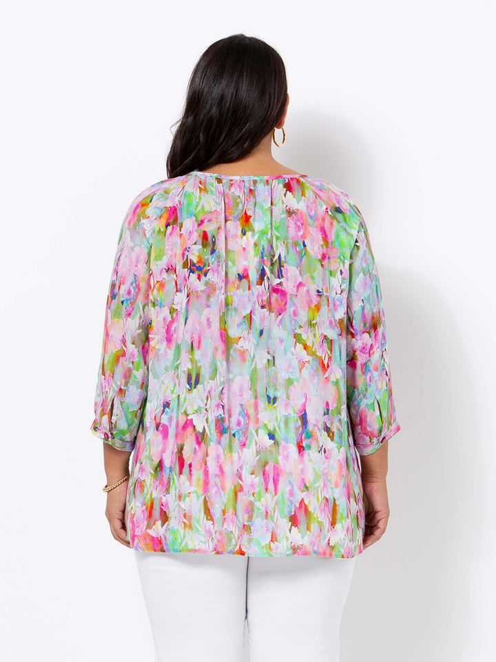 Watercolour Gold Peasant Top