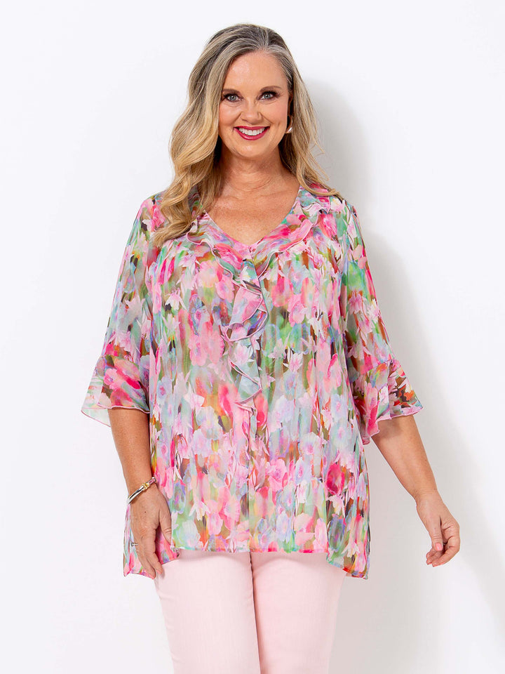 Watercolour Romance Frill Top