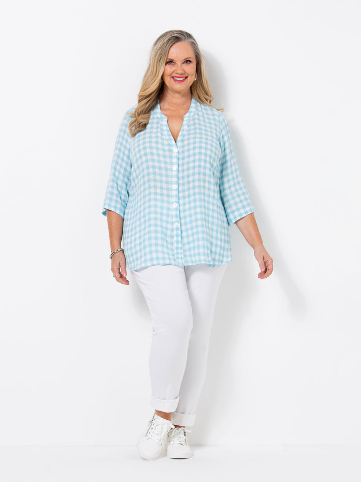 Aqua Gingham Shirt