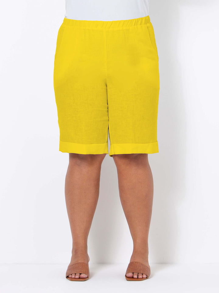 Bright Mustard Linen Short