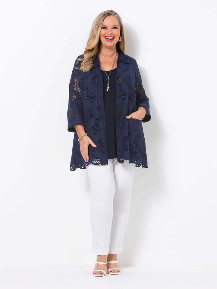 Navy Broderie Jacket