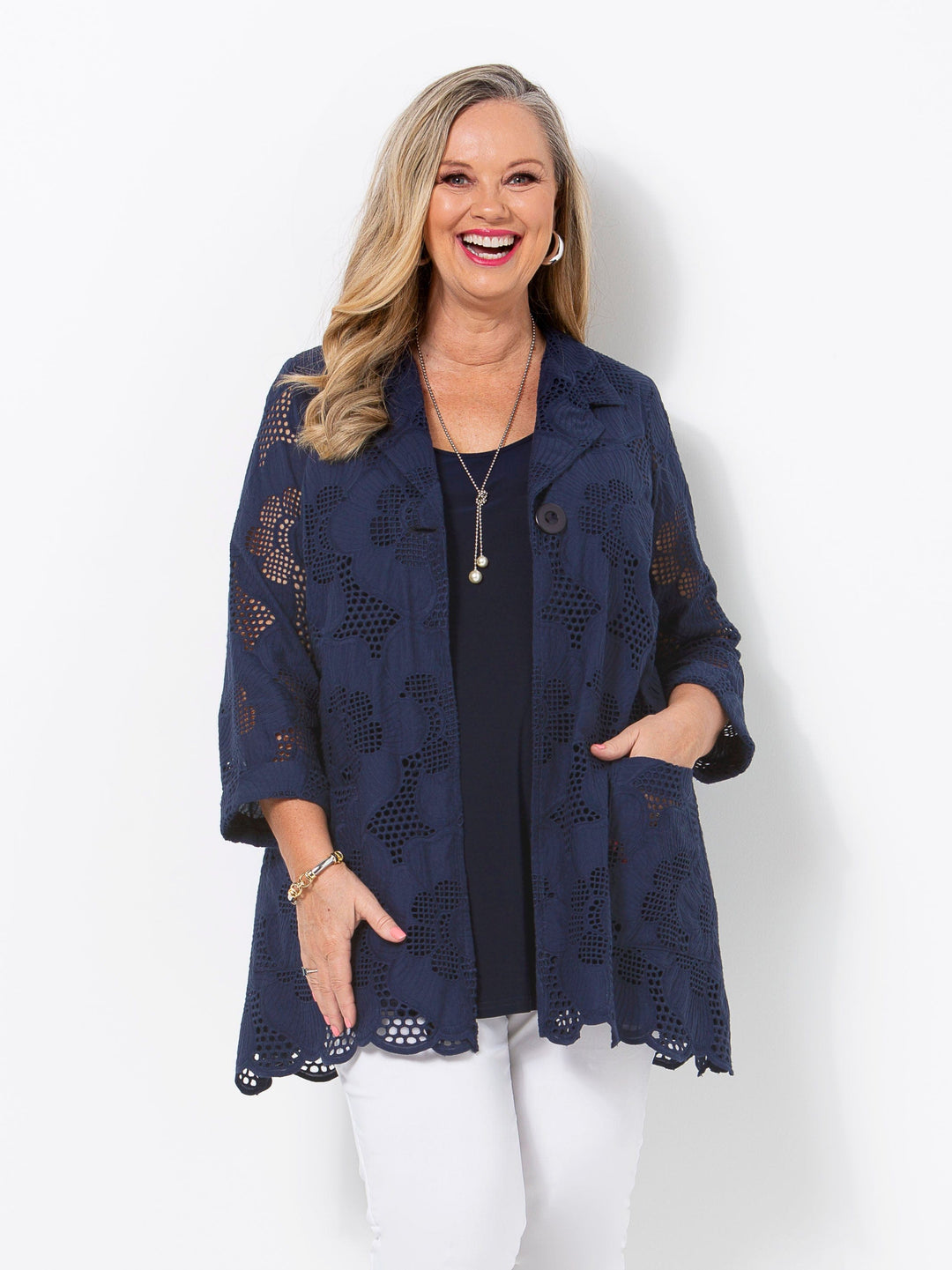 Navy Broderie Jacket