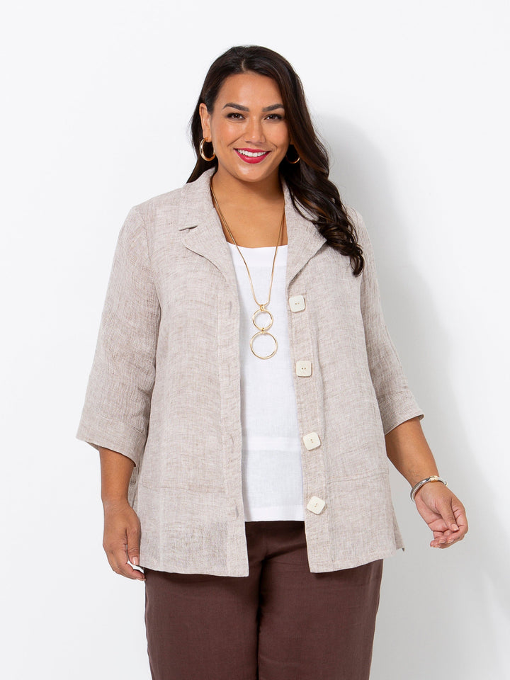 Oatmeal Crinkle Linen Jacket