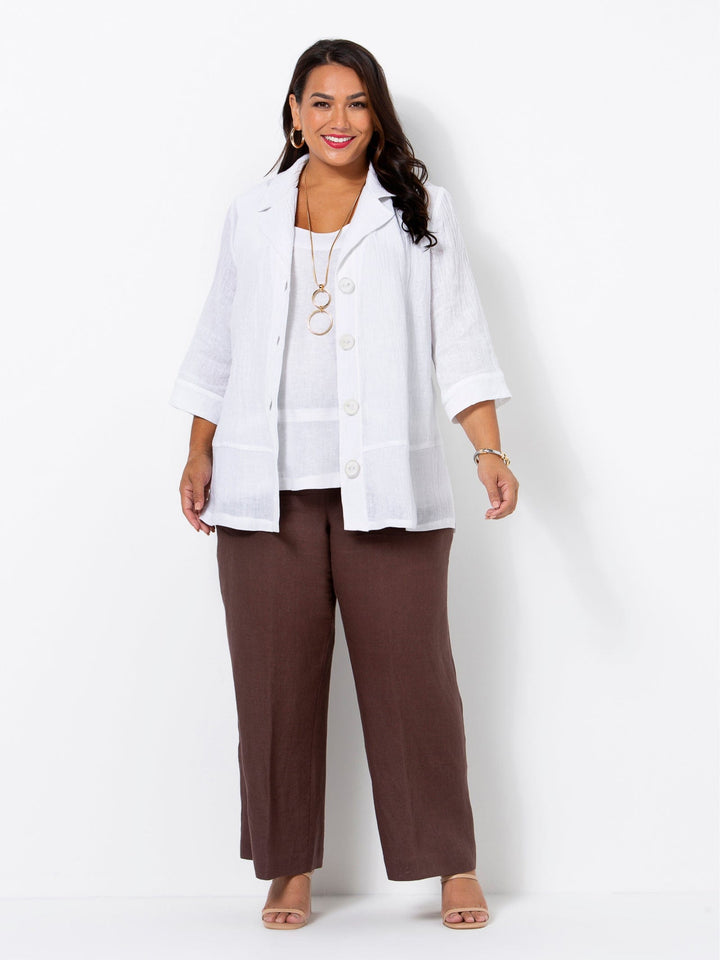 White Crinkle Linen Jacket