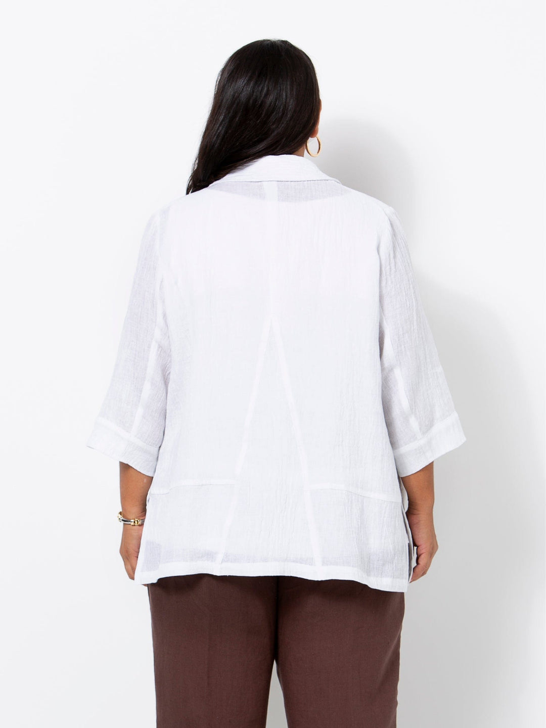 White Crinkle Linen Jacket