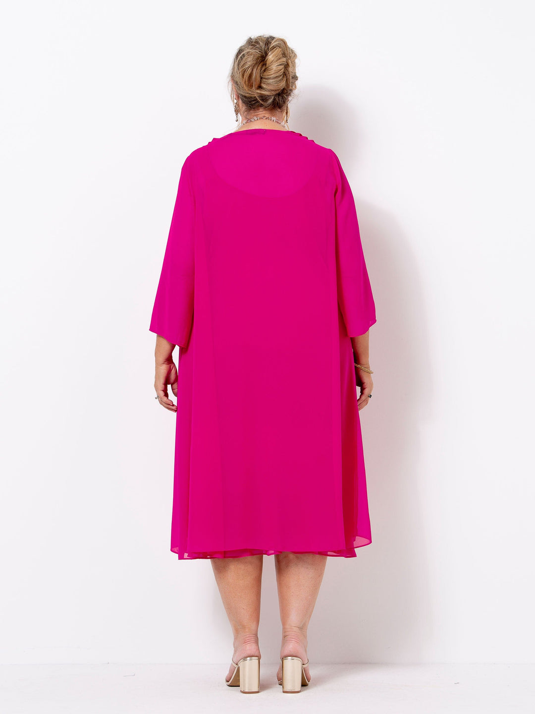 Hot Pink Georgette Long Jacket