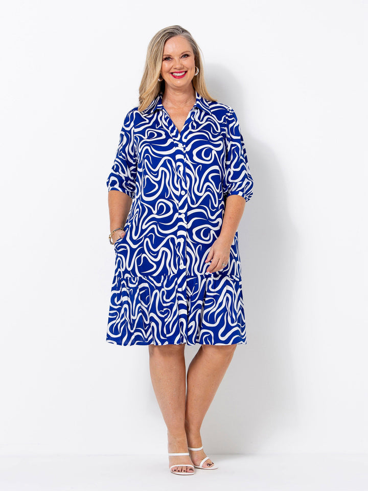 Blue Squiggles Dress