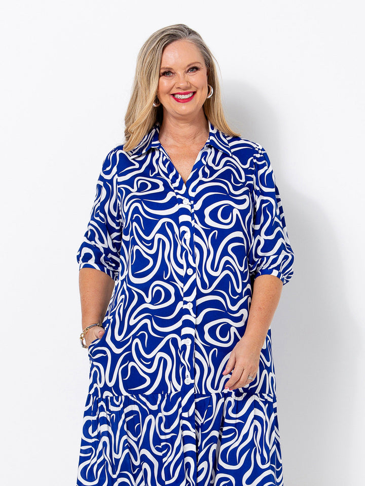 Blue Squiggles Dress