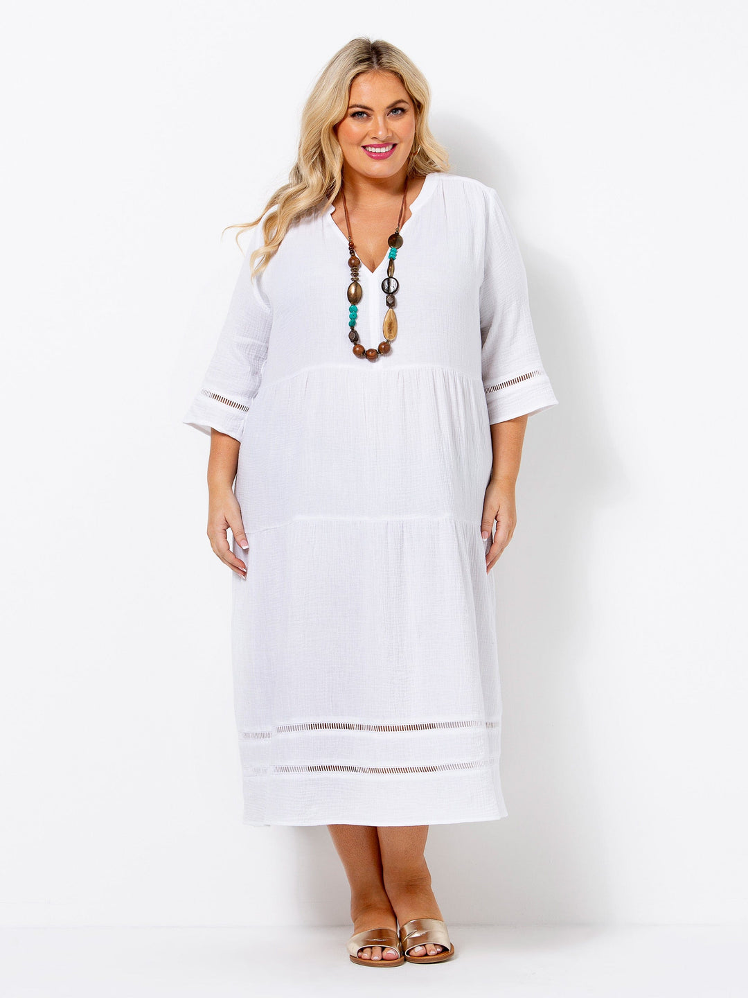 White Cotton Dresses For Plus Size Ladies New Arrival Casual Dress