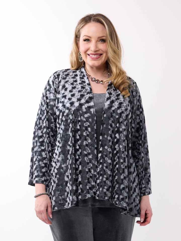 Velour Embossed Evening Jacket - Pewter Grey