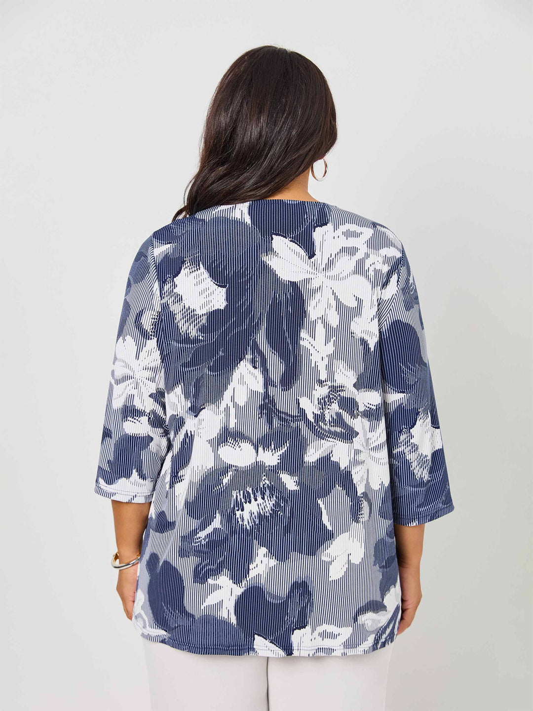 V-Neck Band Invert Print Jersey Top - Secluded Garden