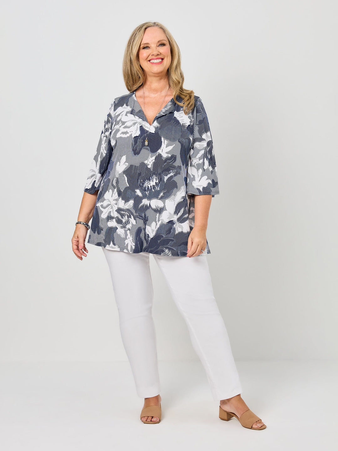 Open Neck Swing Jersey Top - Secluded Garden